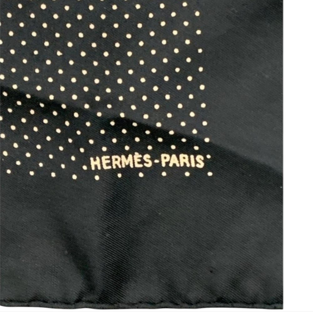 HERMES PARIS Lord y Taylor 100% Silk Polka Dot Pocket Scarf, Hand-Rolled Edges - Picture 2 of 7